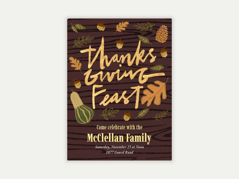 Nature's Thanksgiving Invitation free template design
