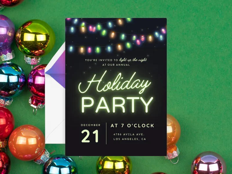 Neon Holiday Invitation premium template design