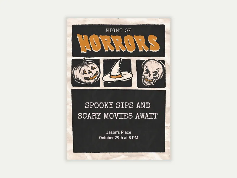 Night of Horrors Invitation free template design