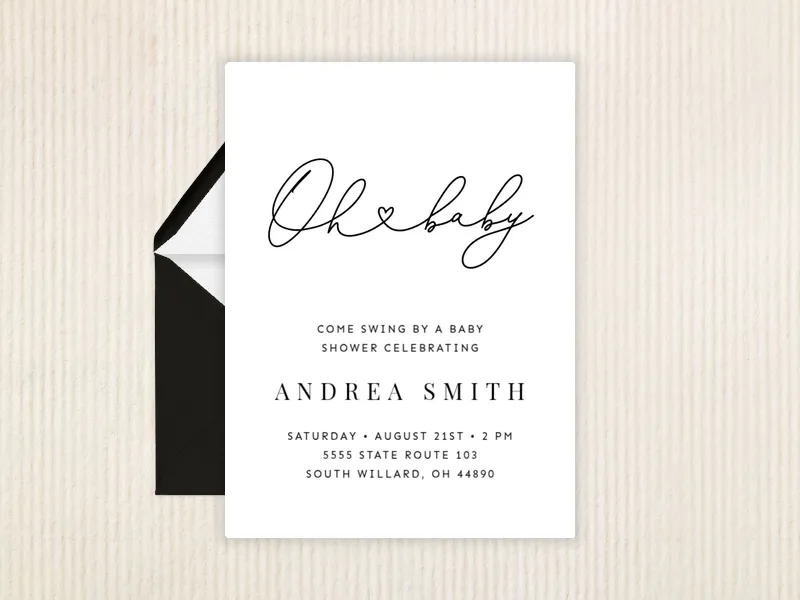 Oh <3 Baby Invitation premium template design