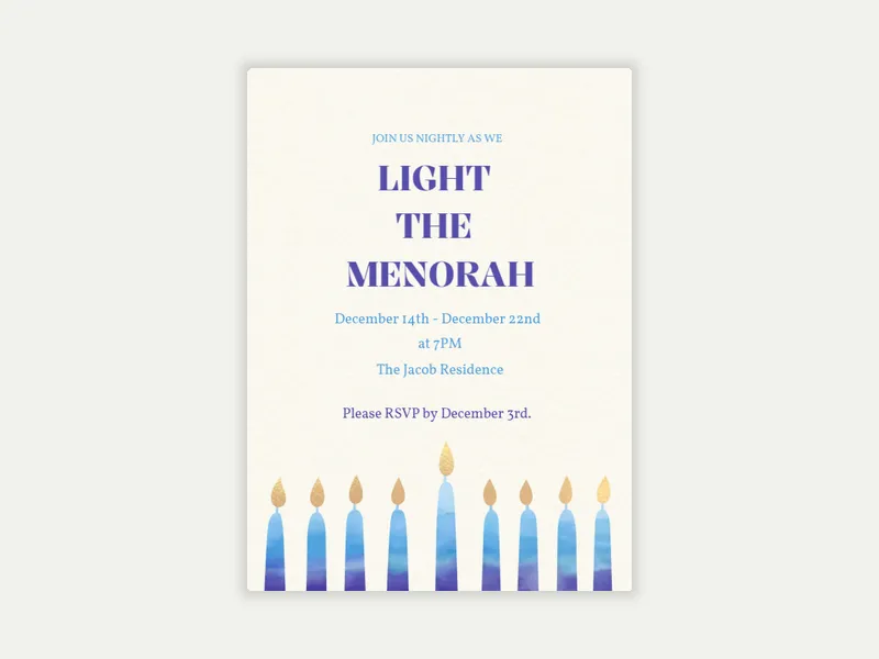 Ombre Menorah Invitation free template design