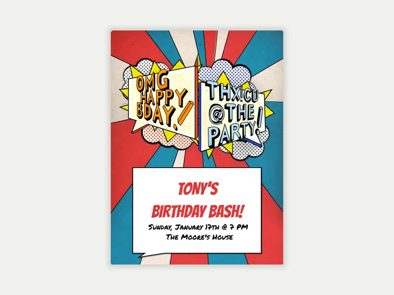 OMG BDAY Invitation free template design