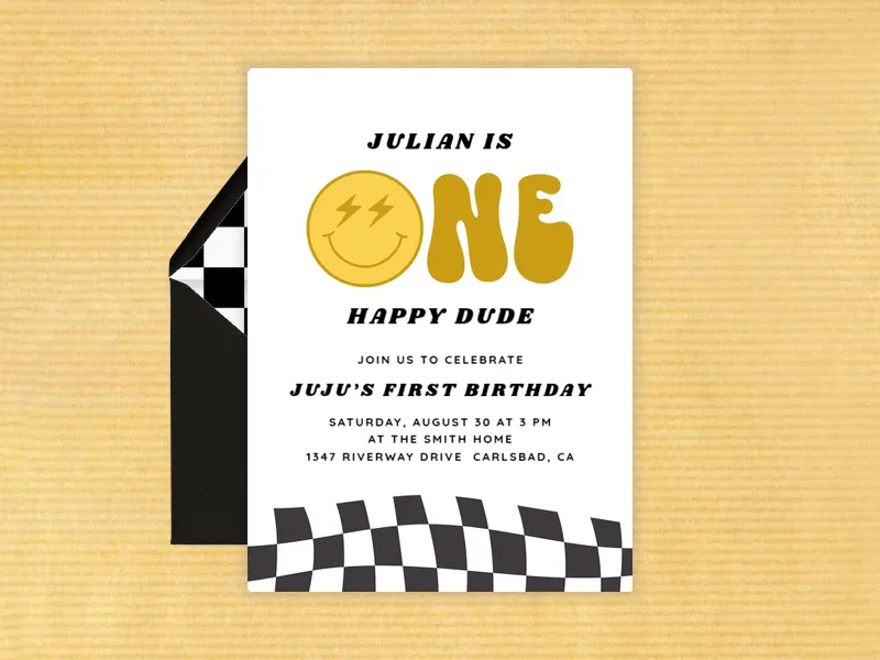 One Happy Dude Invitation premium template design