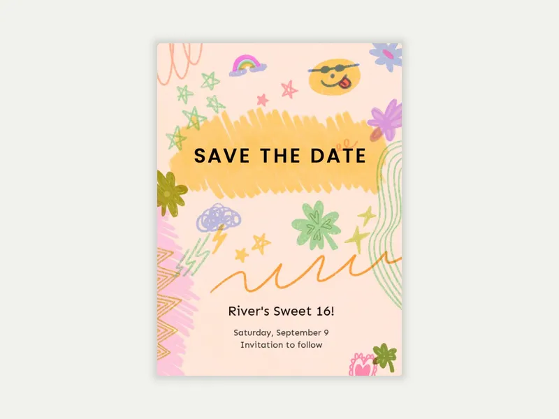 Oodles of Doodles - Save the Date free template design