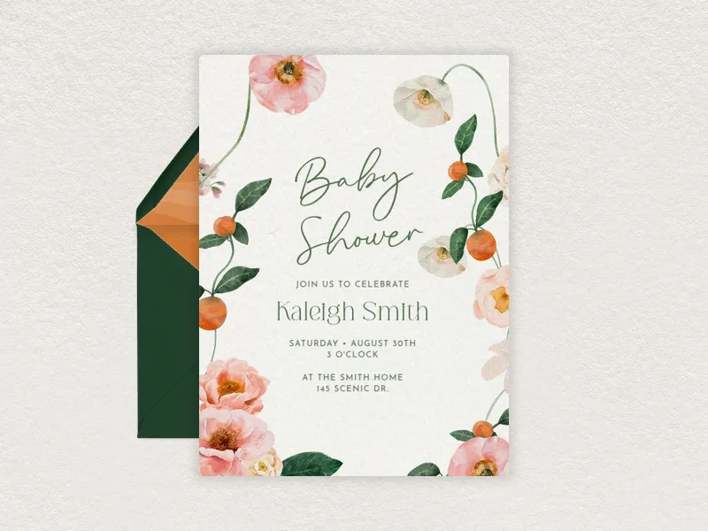 Oranges & Blooms Invitation premium template design