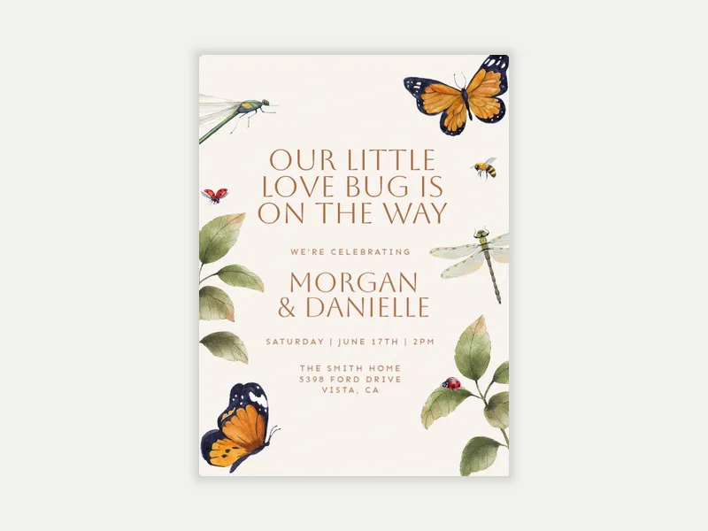 Our Little Bug Invitation free template design