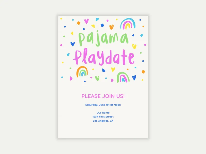 Pajama Playdate Invitation free template design