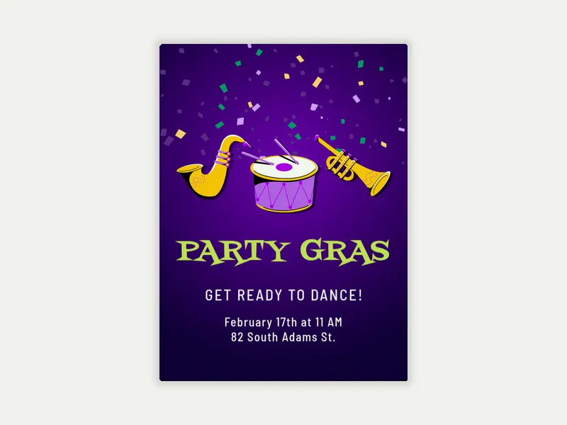 Party Gras Invitation free template design