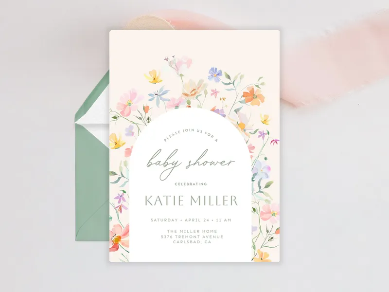 Pastel Flowers - baby_sprinkle - Invitation