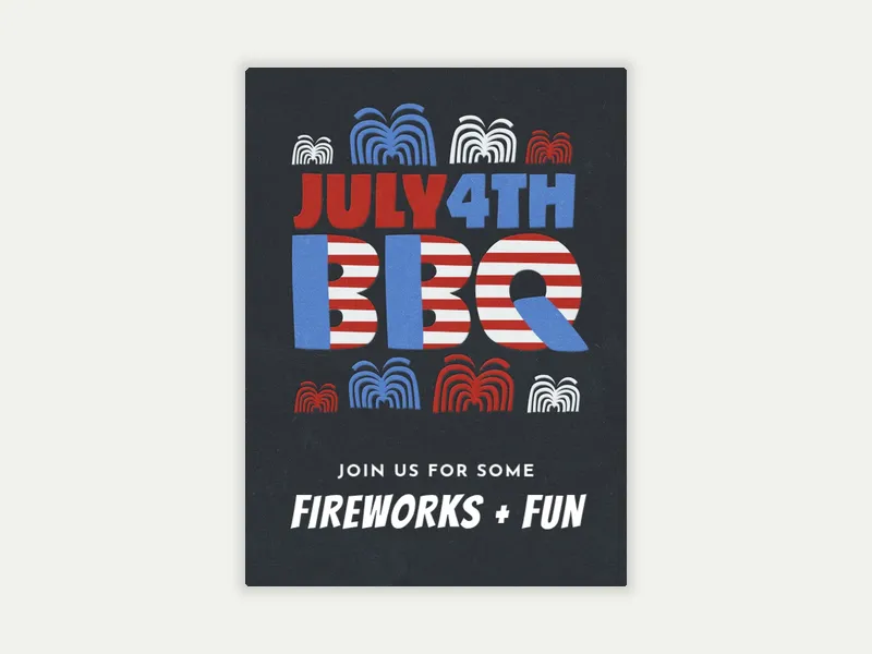 Patriotic BBQ Fireworks Invitation free template design