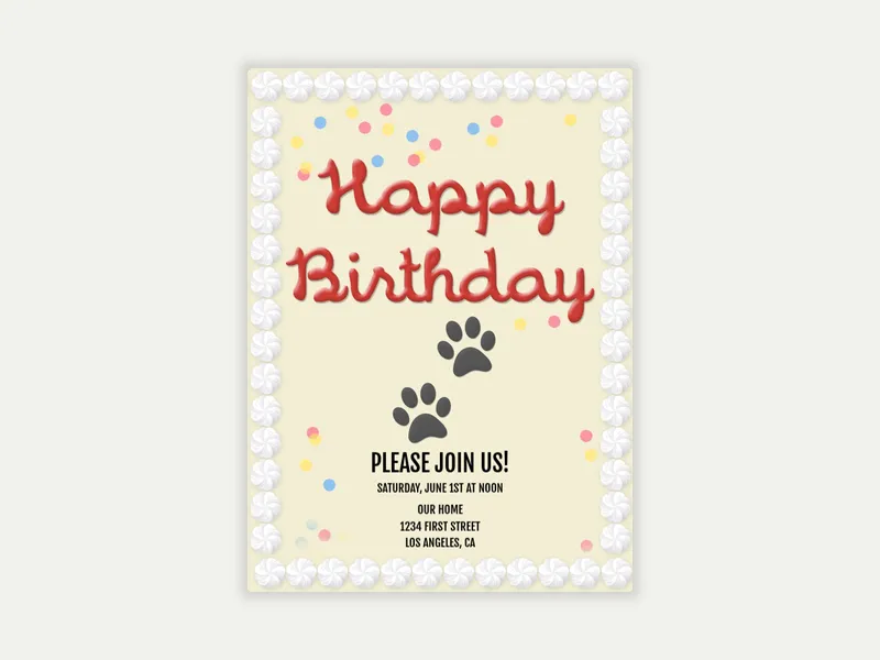 Paw Sheet Cake - pet_party - Invitation