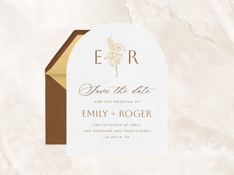 Gold Peonies - Save the Date premium template design