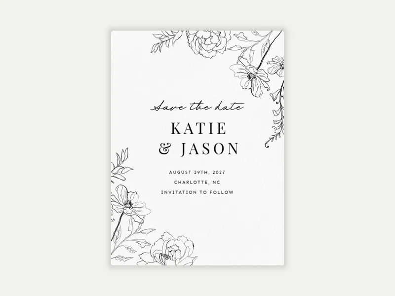 Peony Blooms - Save the Date free template design