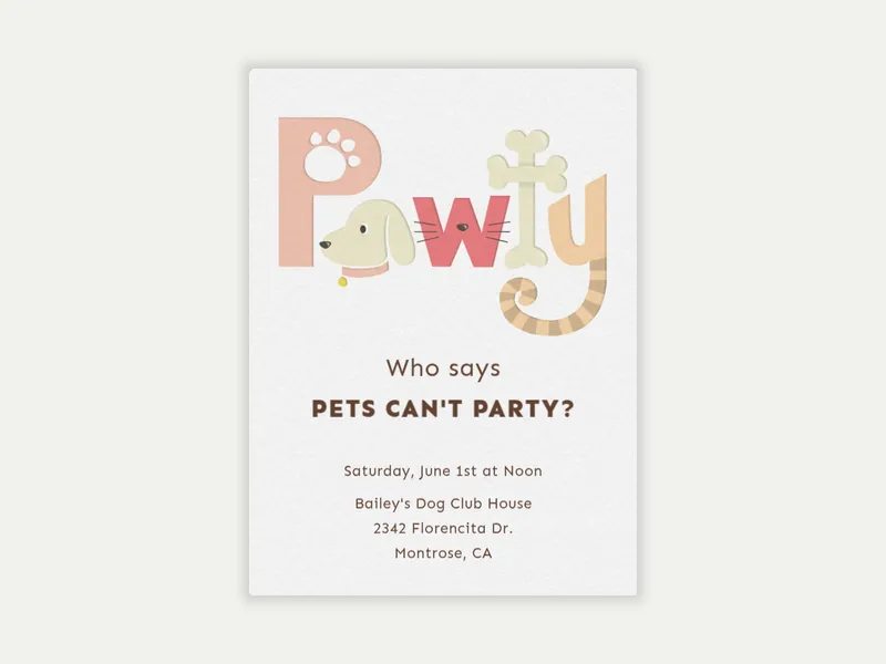 Pet Pawty Invitation free template design