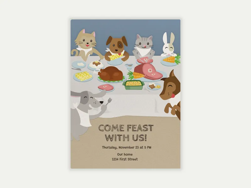 Pet Feast Invitation free template design