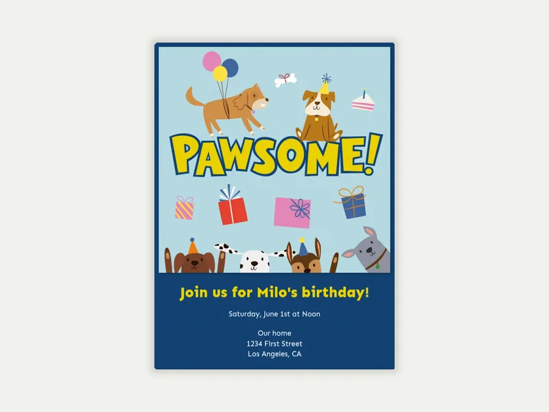 Pet Pawsome Invitation free template design