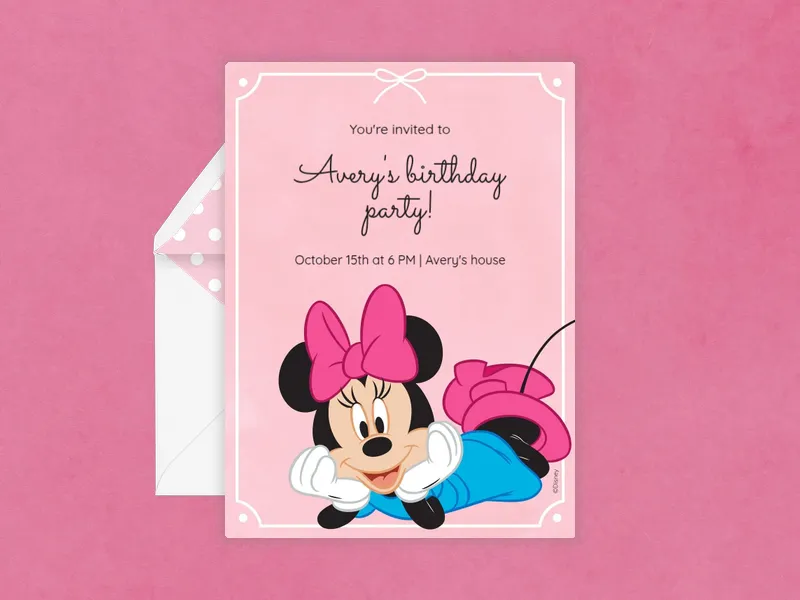 Disney’s Minnie Mouse: Pink Bow Minnie - disney - Invitation