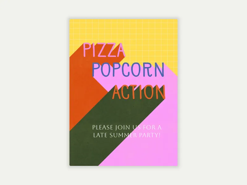 Pizza Popcorn Action Invitation free template design