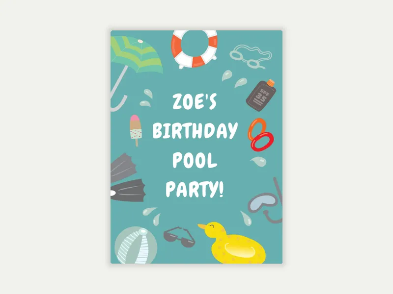 Pool Necessities Invitation free template design