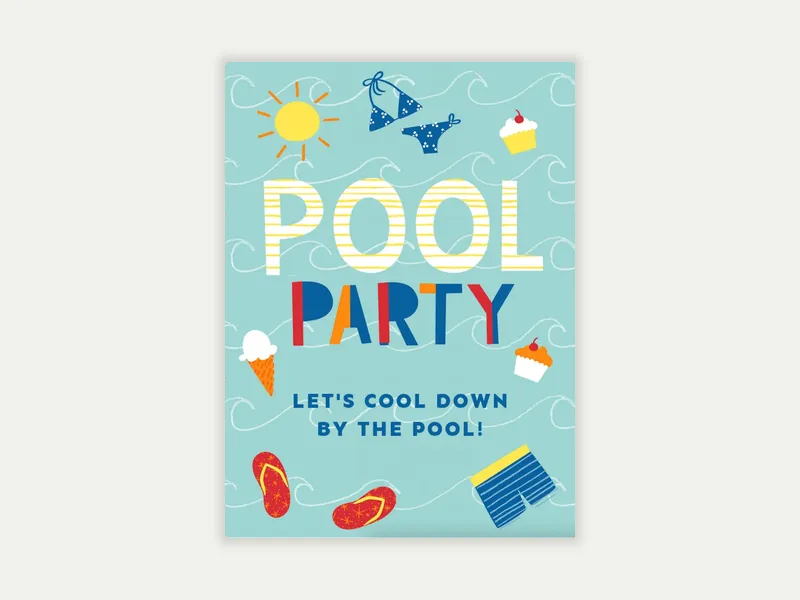 Pool Party Kids Invitation free template design