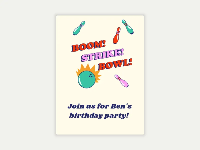 Pop Art Bowling - bowling - Invitation