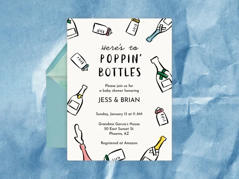 Here's to Poppin' Bottles - couples_baby_shower - Invitation