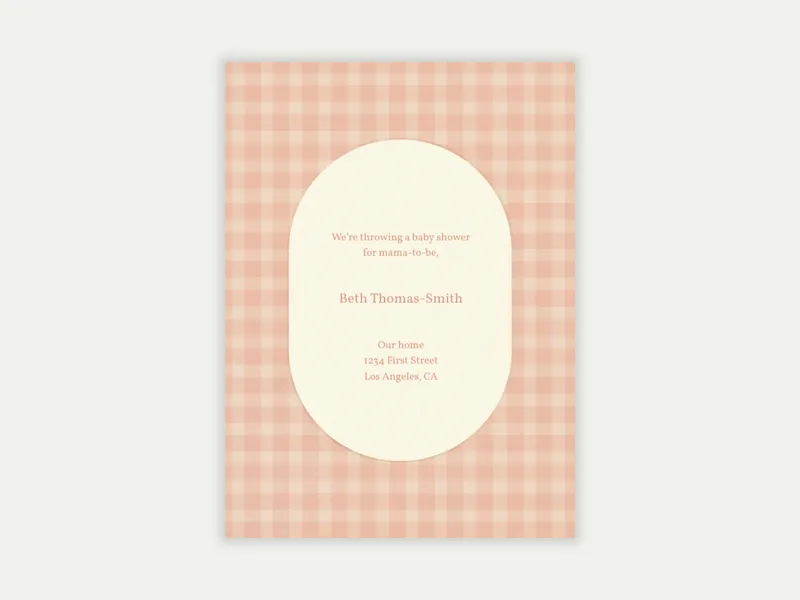 Preppy Plaid Peach Baby Shower Invitation free template design