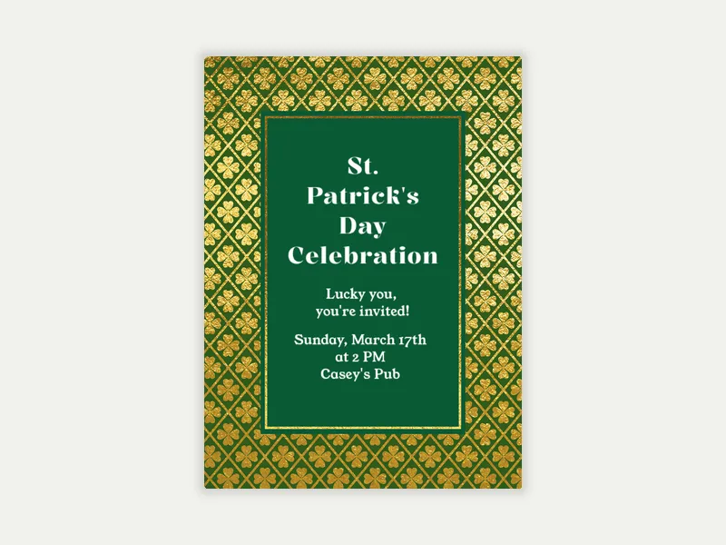 Pretty Shamrocks Invitation free template design