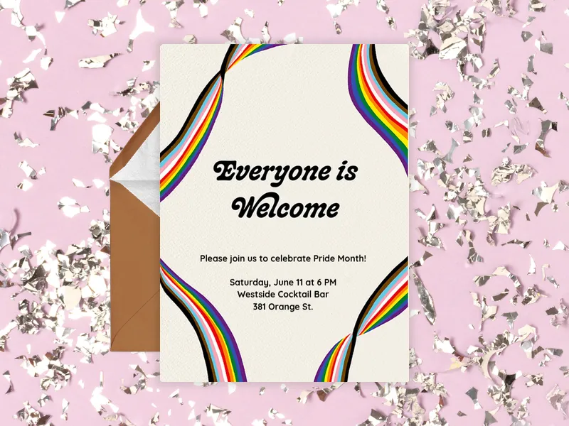 Progress Pride Rainbow Ribbon - pride - Invitation