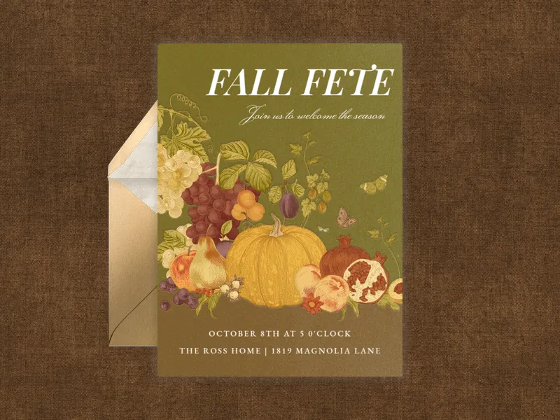 Pumpkin & Pomegranate Invitation premium template design