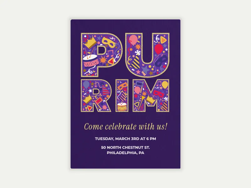 Purim Icons - purim - Invitation