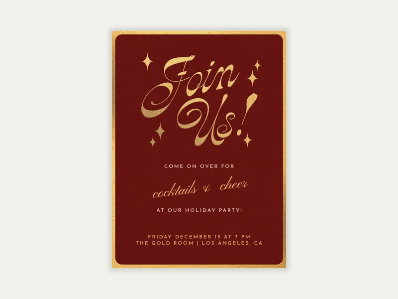 Red & Gold Glitz - cocktail_party - Invitation
