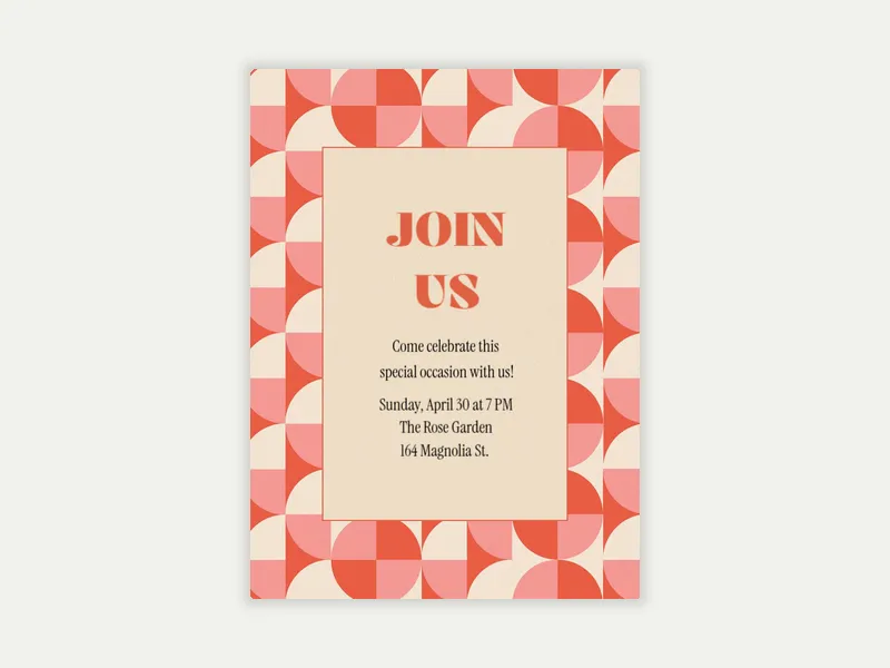 Red Mid Century Tile Border - school - Invitation