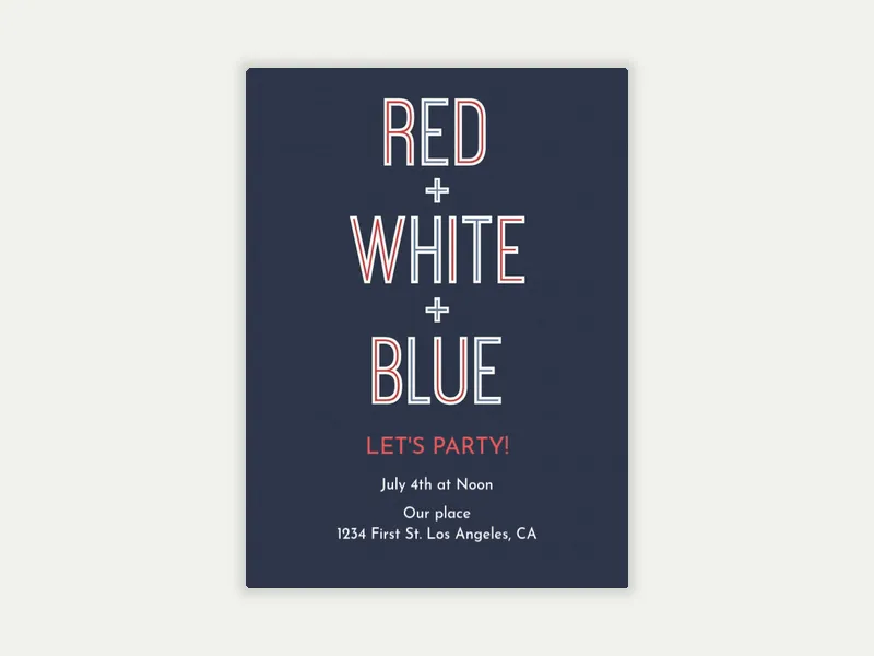 Red White Blue Invitation free template design