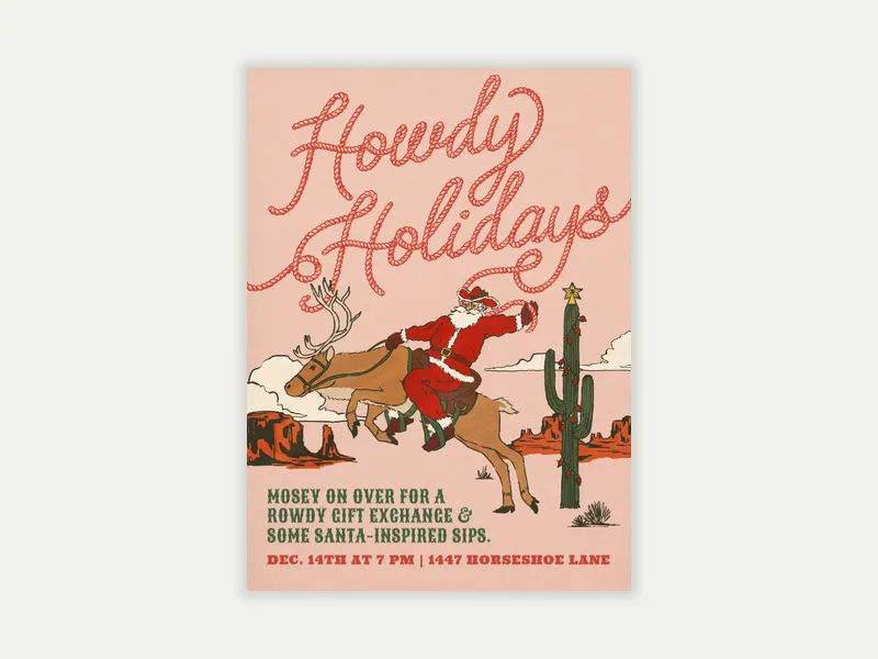 Reindeer Rodeo Invitation free template design