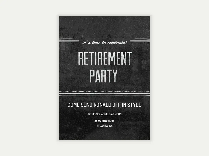 Retirement Chalkboard Invitation free template design