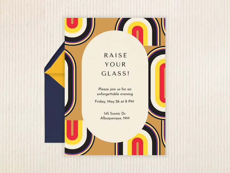 Retro Arches & Ovals - cocktail_party - Invitation