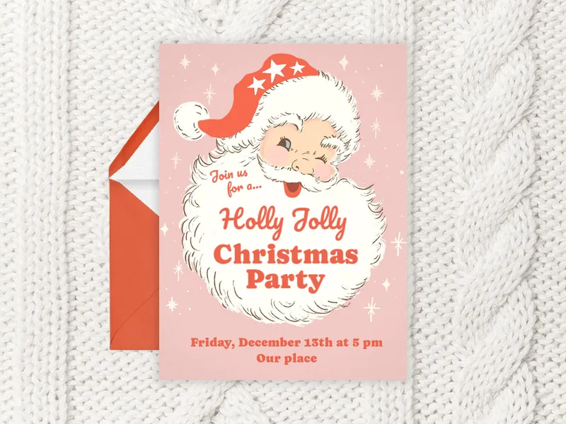 Retro Holiday Santa - featured - Invitation