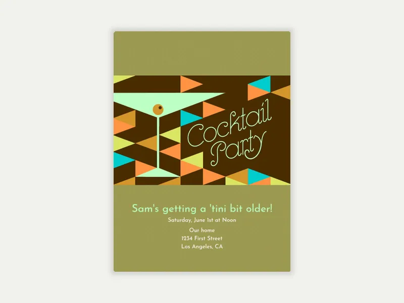 Retro Cocktail Invitation free template design
