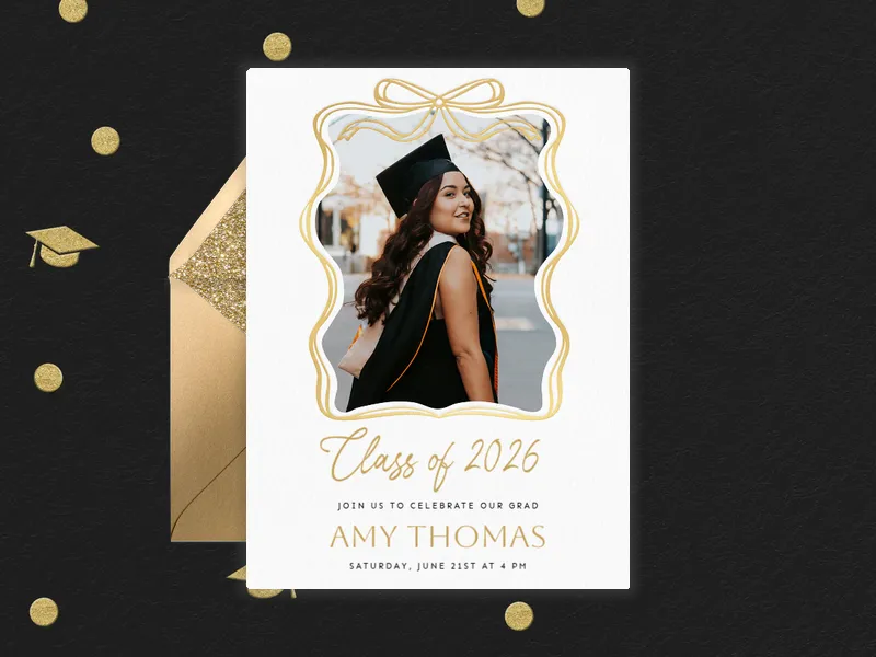 Ribbon Frame Grad Party (Photo) - birthday_forkids - Invitation