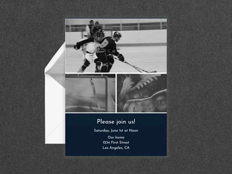 Roller Hockey (Photo) Invitation premium template design