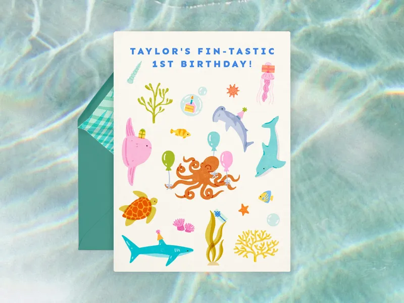 Sea Creature Party Invitation premium template design