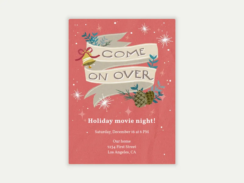 Seasonal Ribbon Invitation free template design