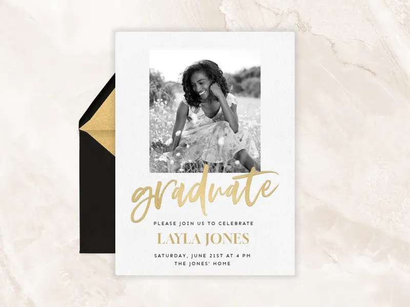 Shimmer Script Graduation (Photo) Invitation premium template design