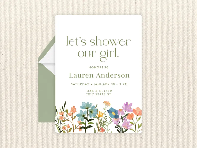 Shower of Flowers Invitation premium template design