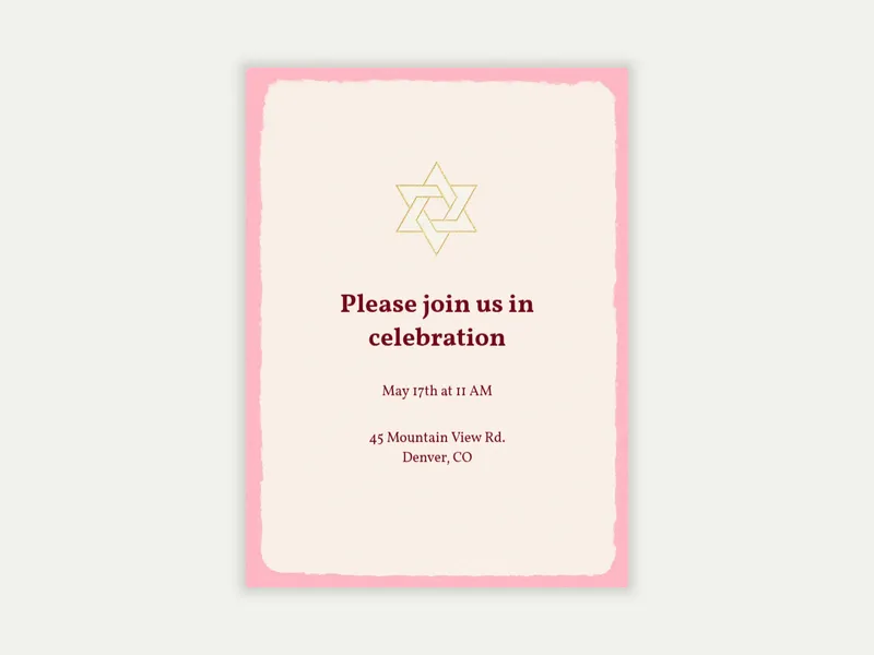 Simchat Bat Invitation free template design