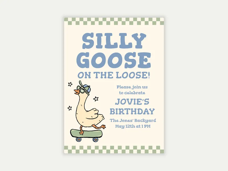 Skater Goose Invitation free template design