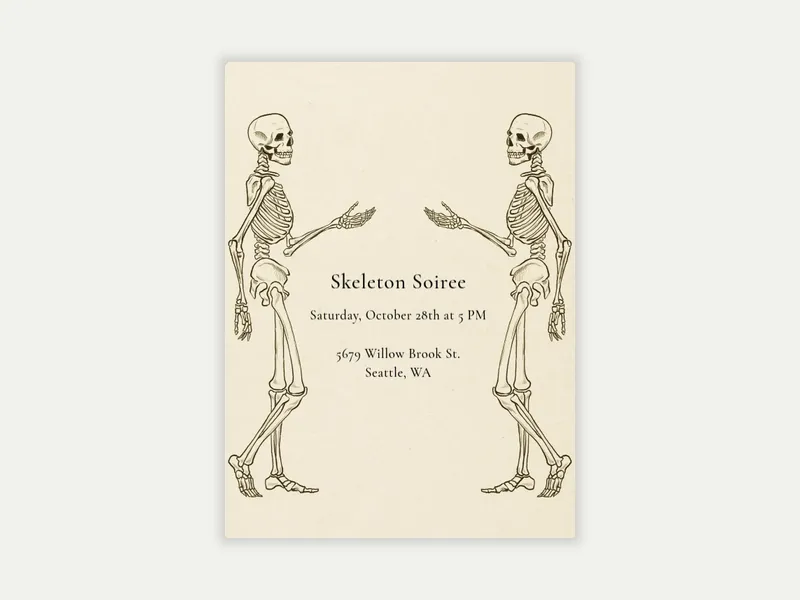 Skeleton Etching - summerween - Invitation
