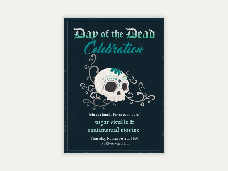 Skullmance Celebration Invitation free template design