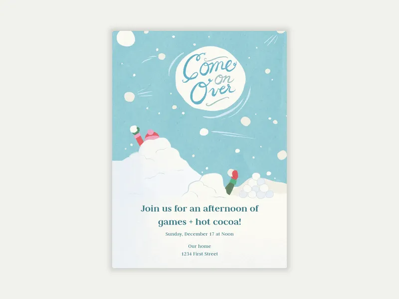 Snow Ball Fight Invitation free template design